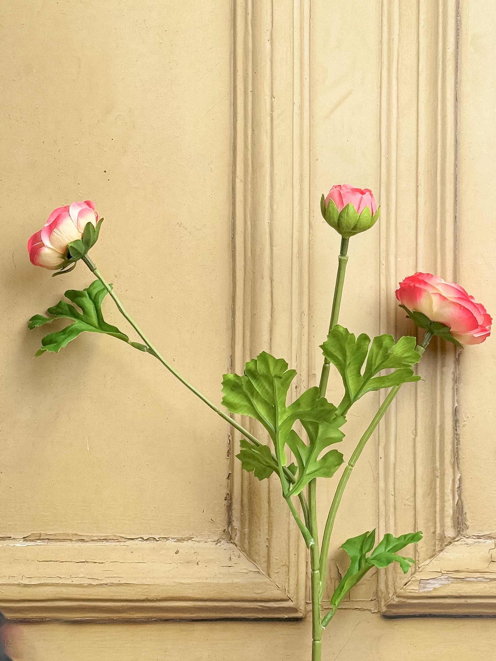 Faux Coral Ranunculus Spray