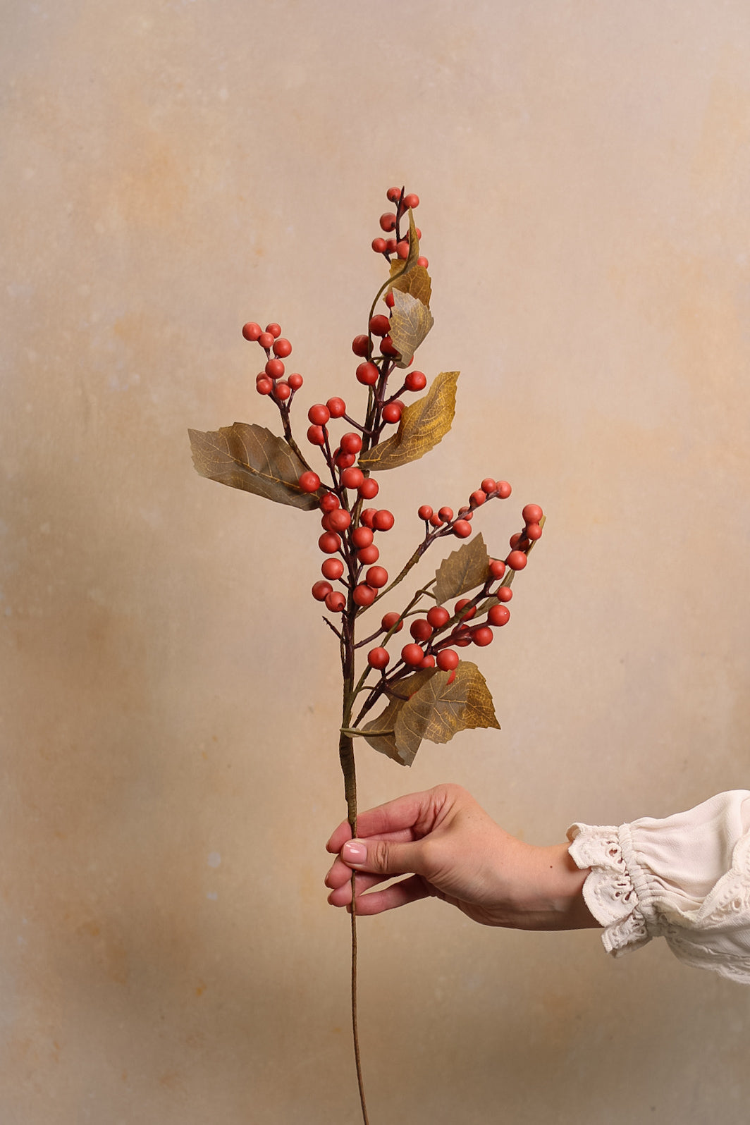 Faux Leafy Autumn Berry Branch