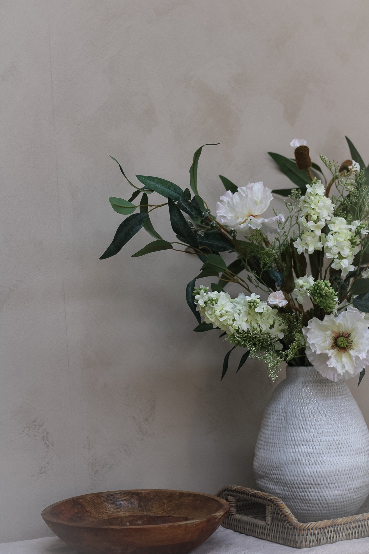 Luxury Faux White Poppy &amp; Lilac Arrangement