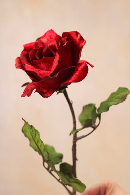 Faux Luxury Red Rose Stem