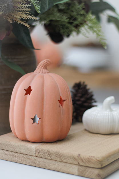 Terracotta Pumpkin Lantern with Stars