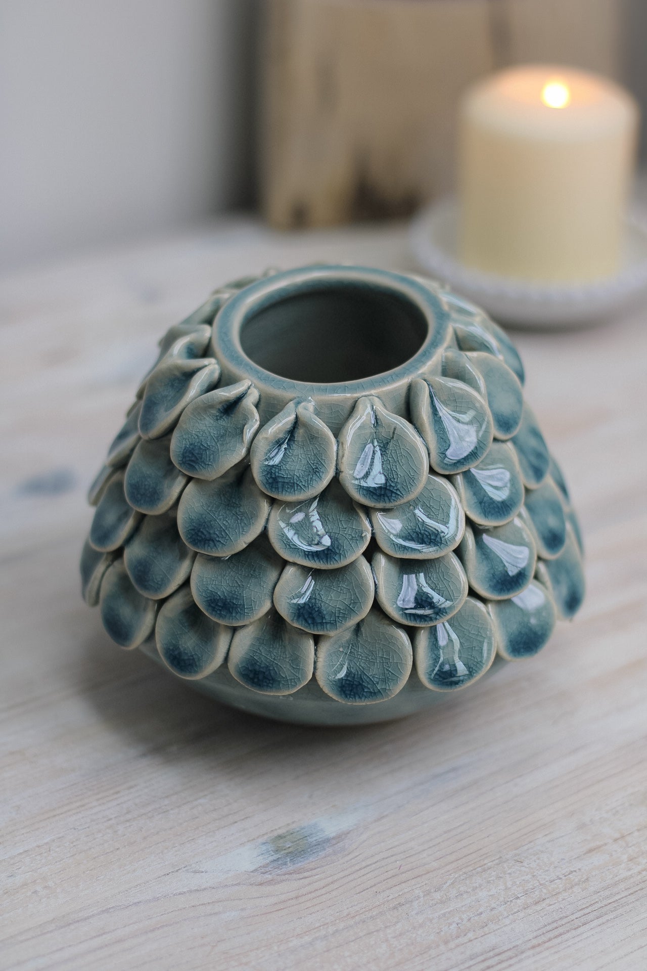 Ceramic Blue Petal Vase