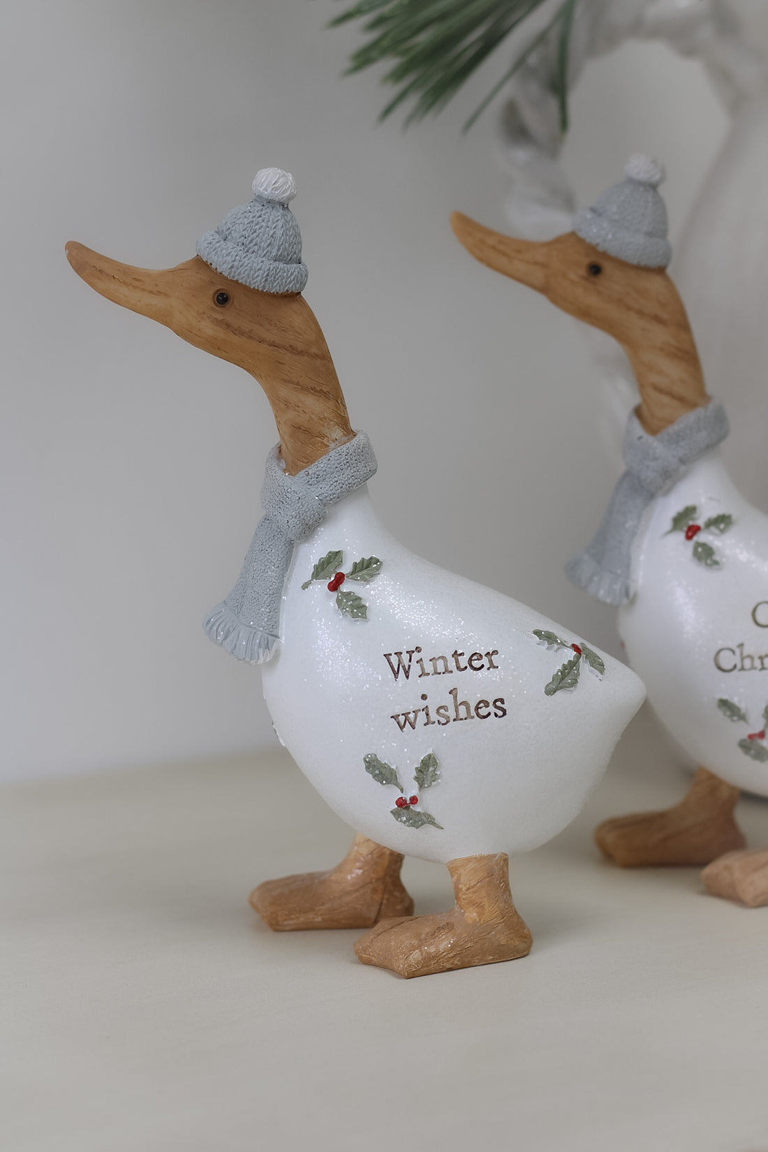 Winter wishes christmas resin duck for home decor