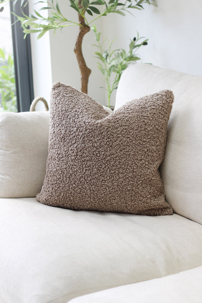 Clarence Taupe Textured Boucle Cushion for home decor