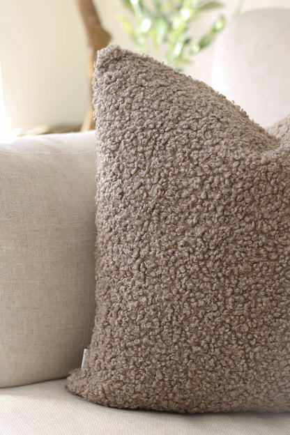 Clarence Taupe Textured Boucle Cushion for home decor