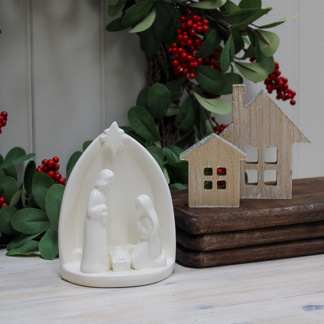 Classic White Ceramic Nativity