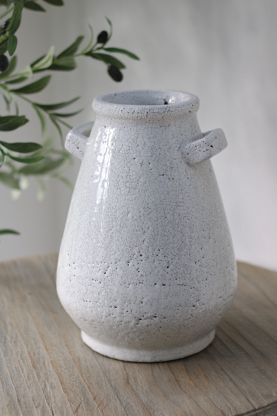 Crackle glazed white vase