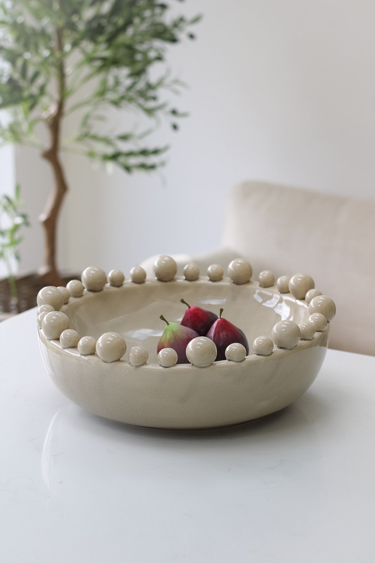 Cream Bobble Edged Bowl