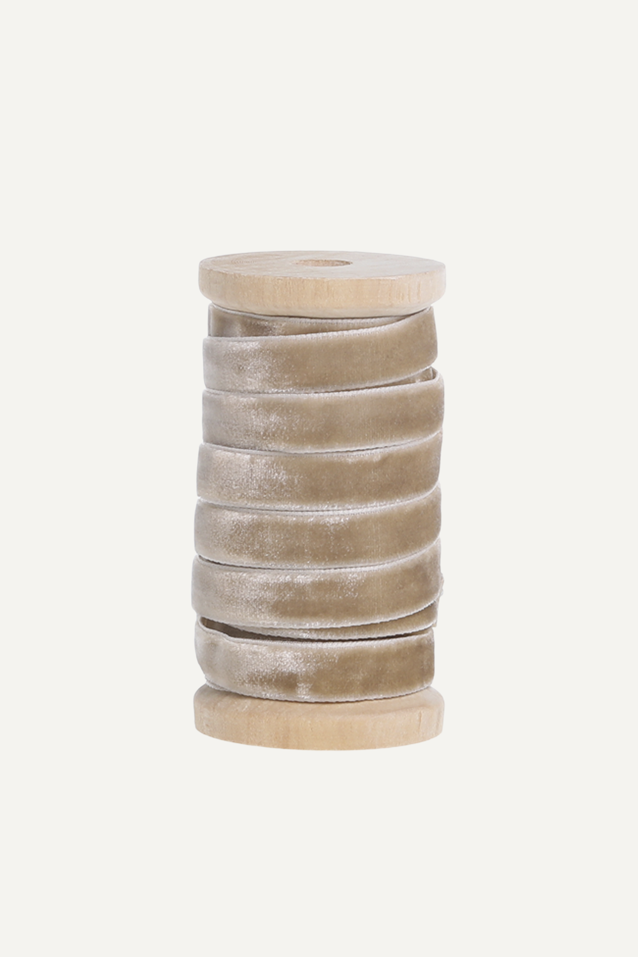 Cream Velvet Ribbon on Wooden Spool