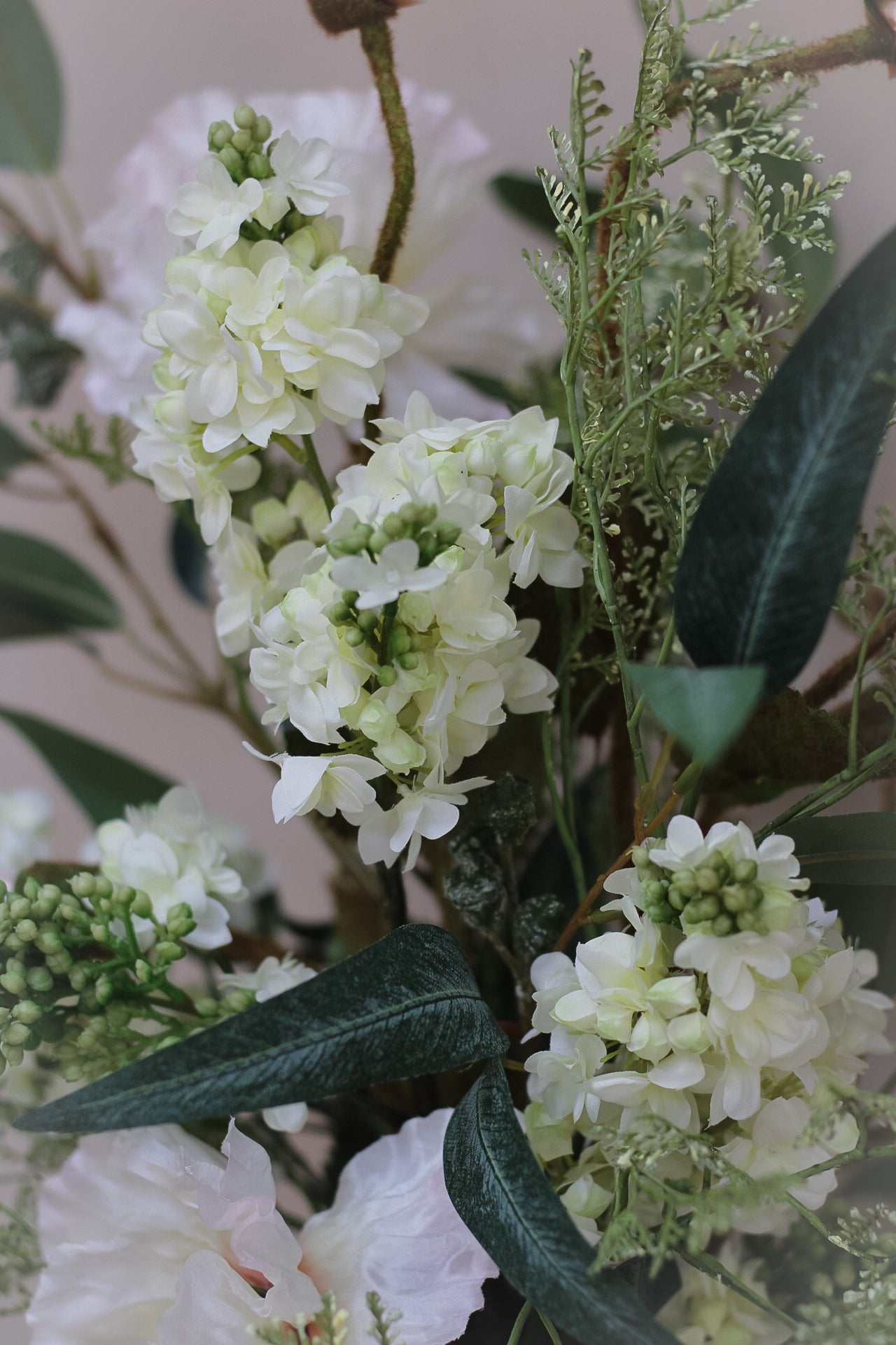 Luxury Faux White Poppy &amp; Lilac Arrangement