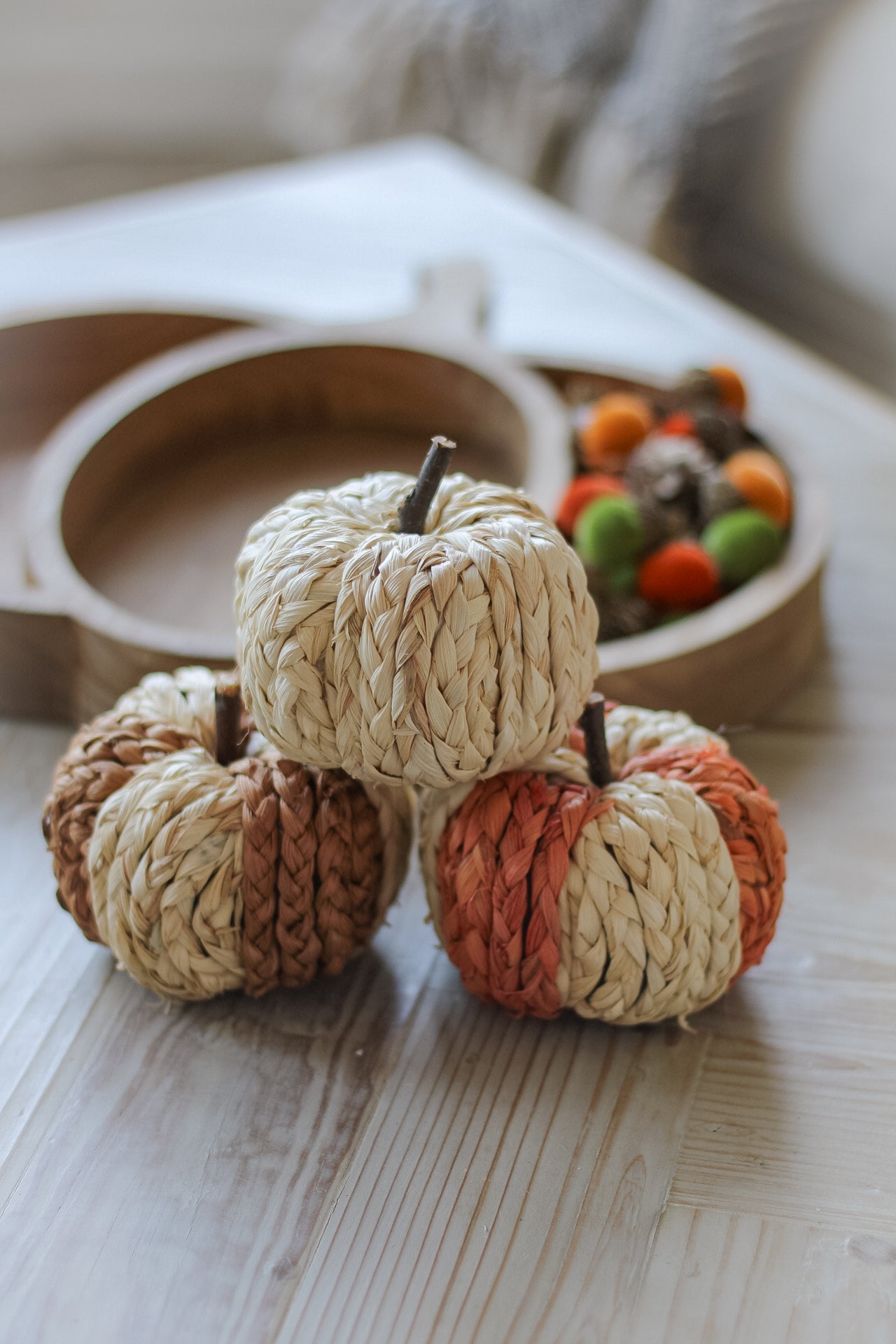 Striped Raffia Pumpkins | Set of 3