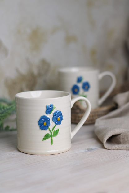 Blue Viola Stoneware Mug