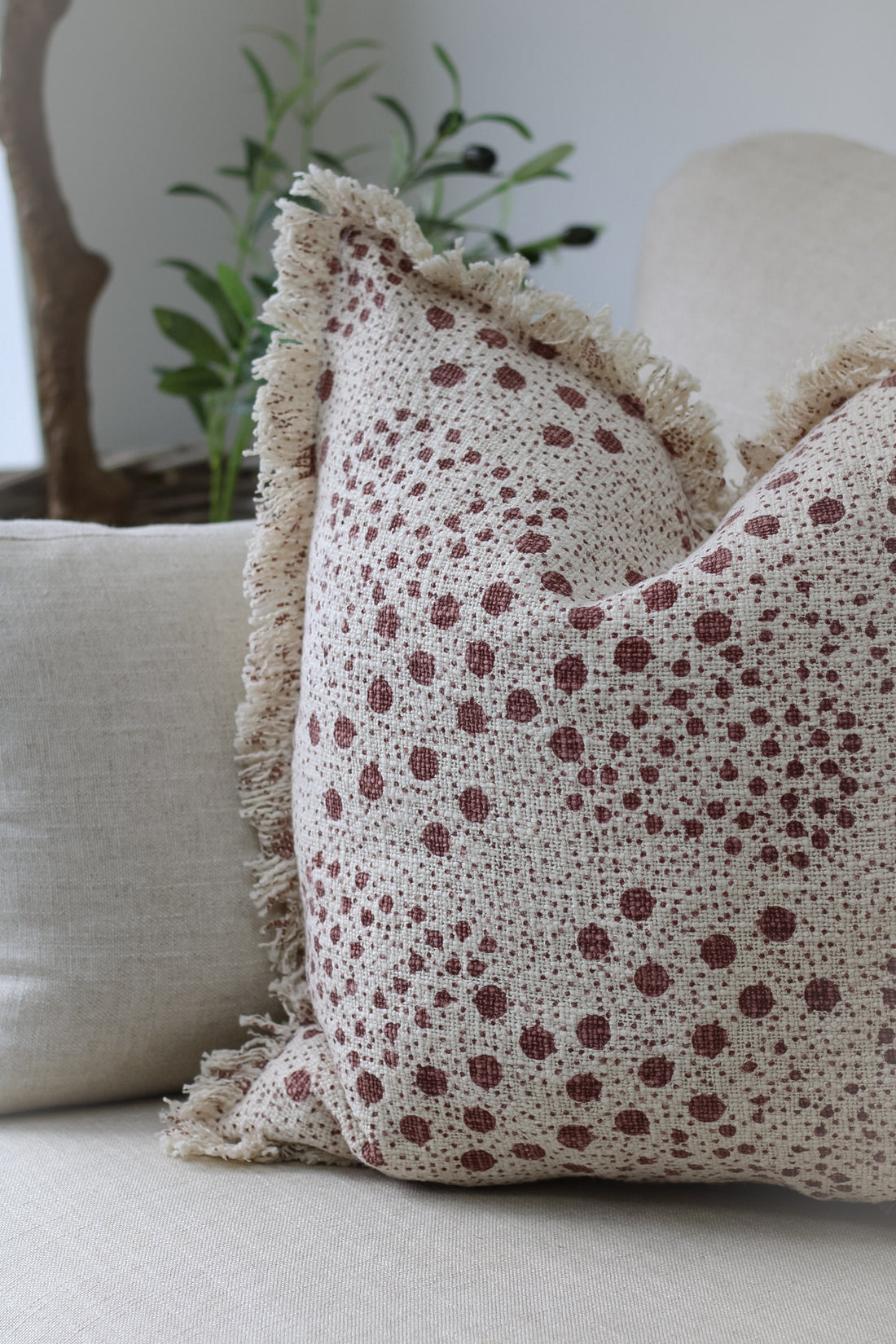 Pecan Woven Fringed Cotton Cushion