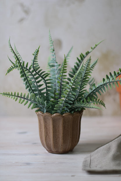 Earth Brown Tulip Stoneware Pot