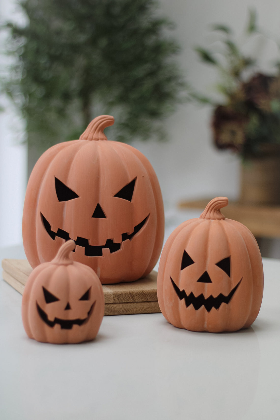 Spooky Terracotta Pumpkin Decoration