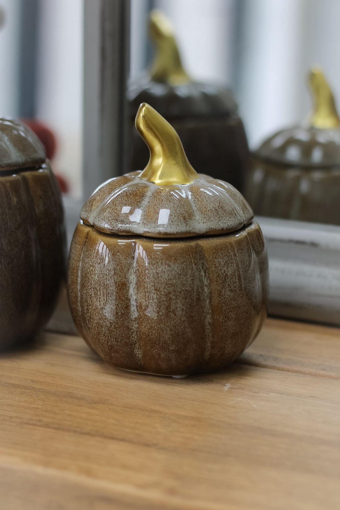 Autumn Brown Flecked Pumpkin Jar