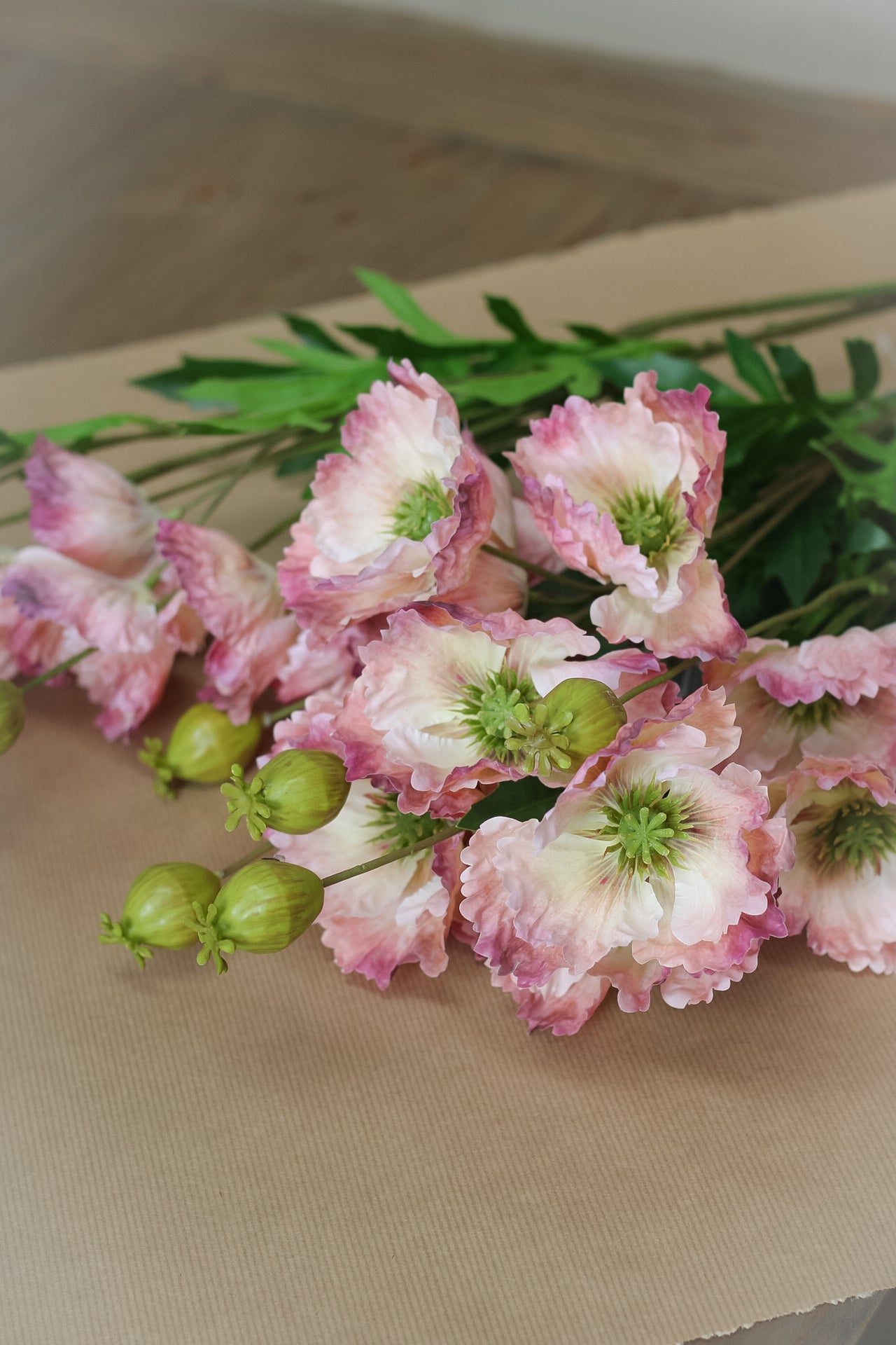 Faux Blush Pink Ombre Oriental Poppy Stem