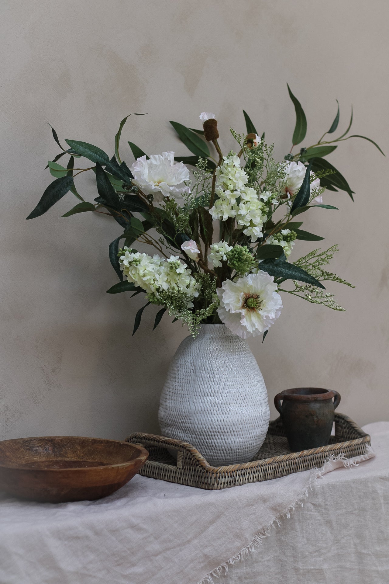 Luxury Faux White Poppy &amp; Lilac Arrangement