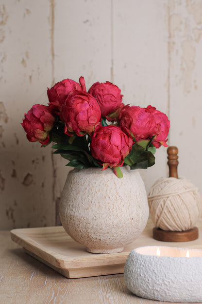 faux fuchsia bud peony