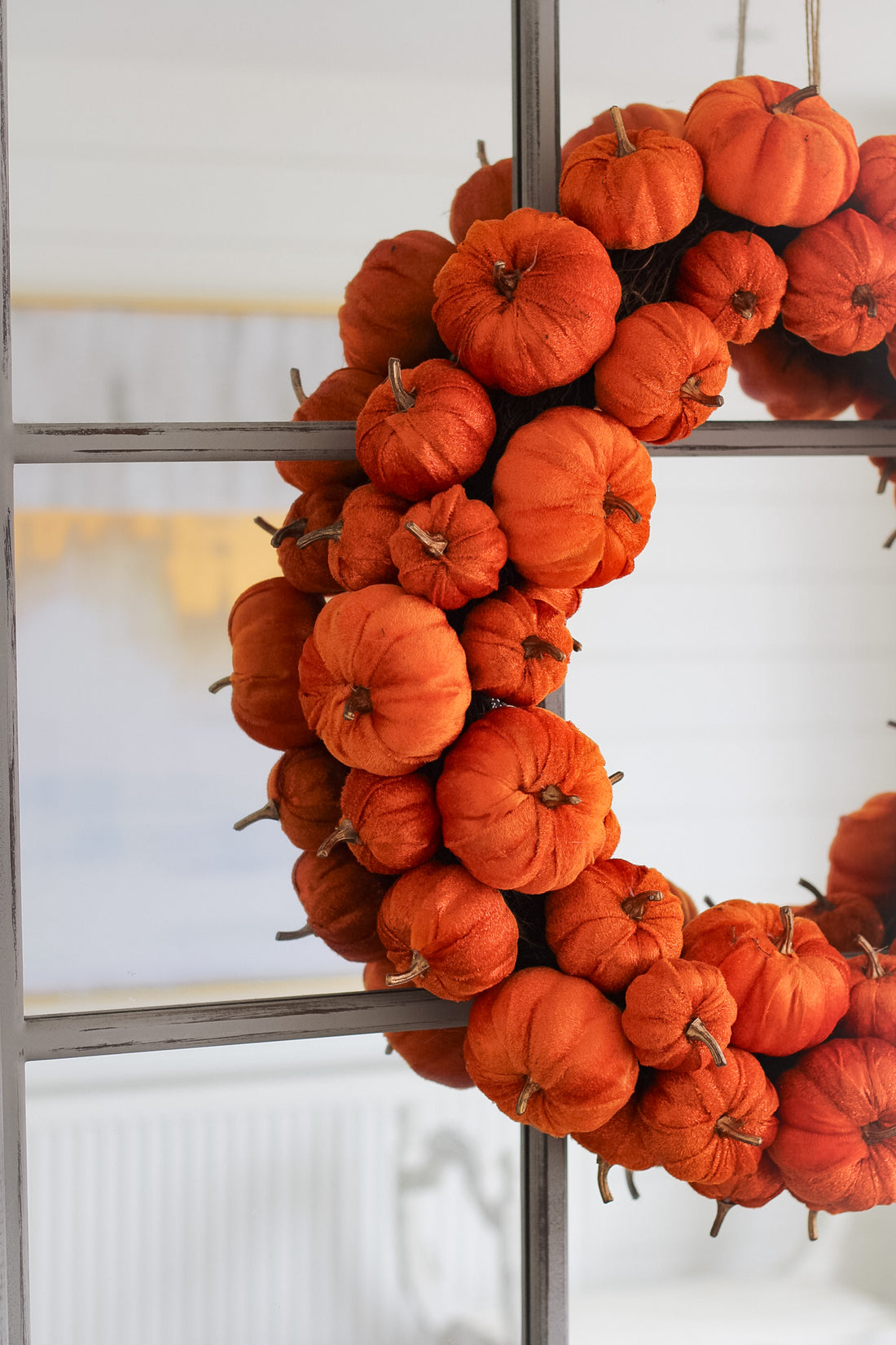 Luxury Orange Velvet Pumpkins Wreath