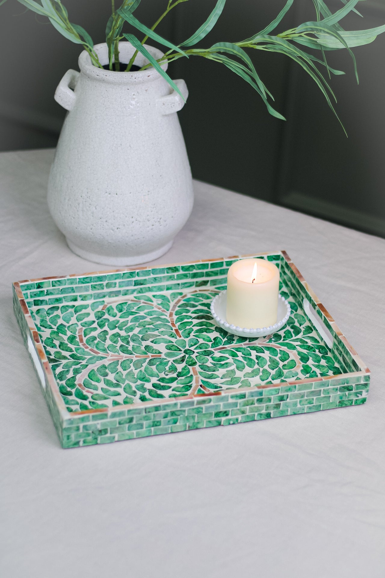 Turquoise Capiz Tray