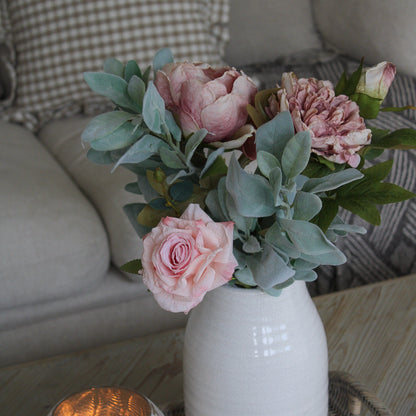 up close of faux flower arrangement