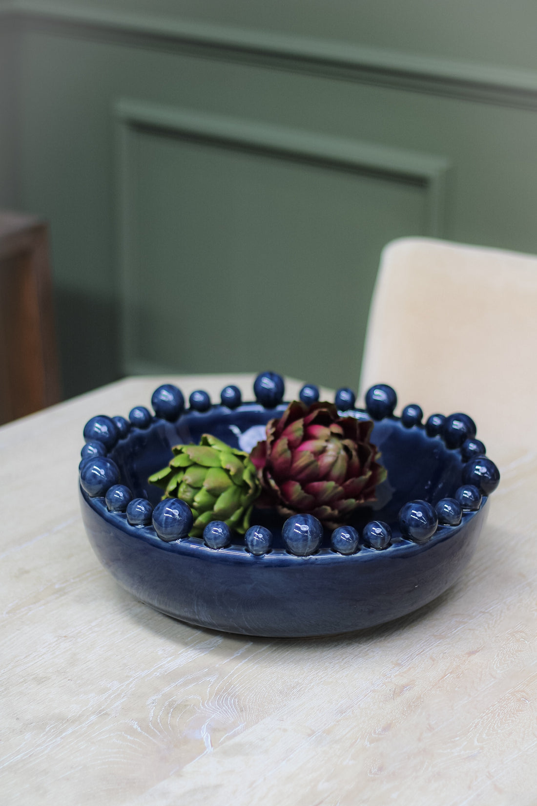 Dark blue round bobble edged bowl