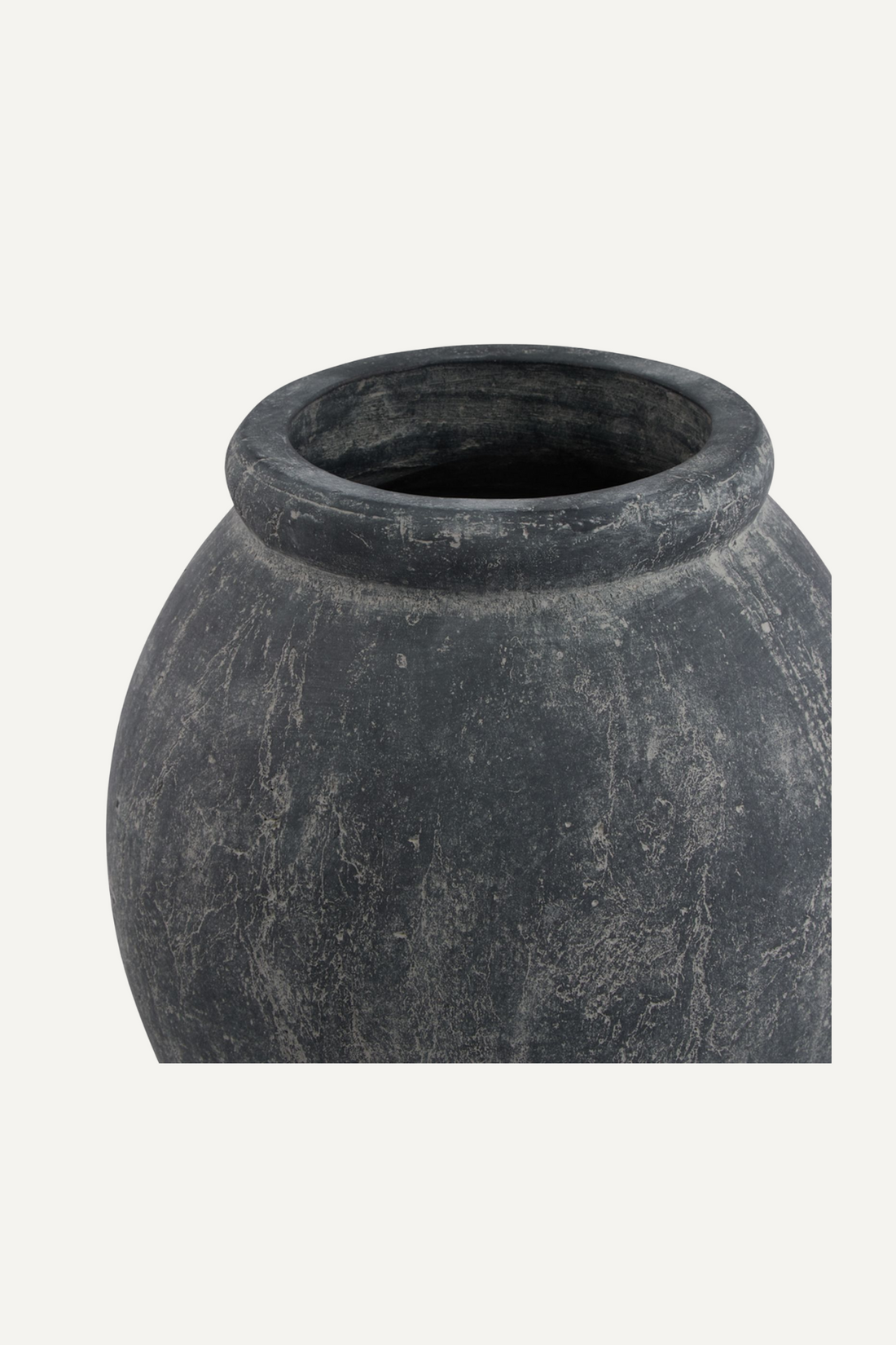 Opening of grey ceramic vase