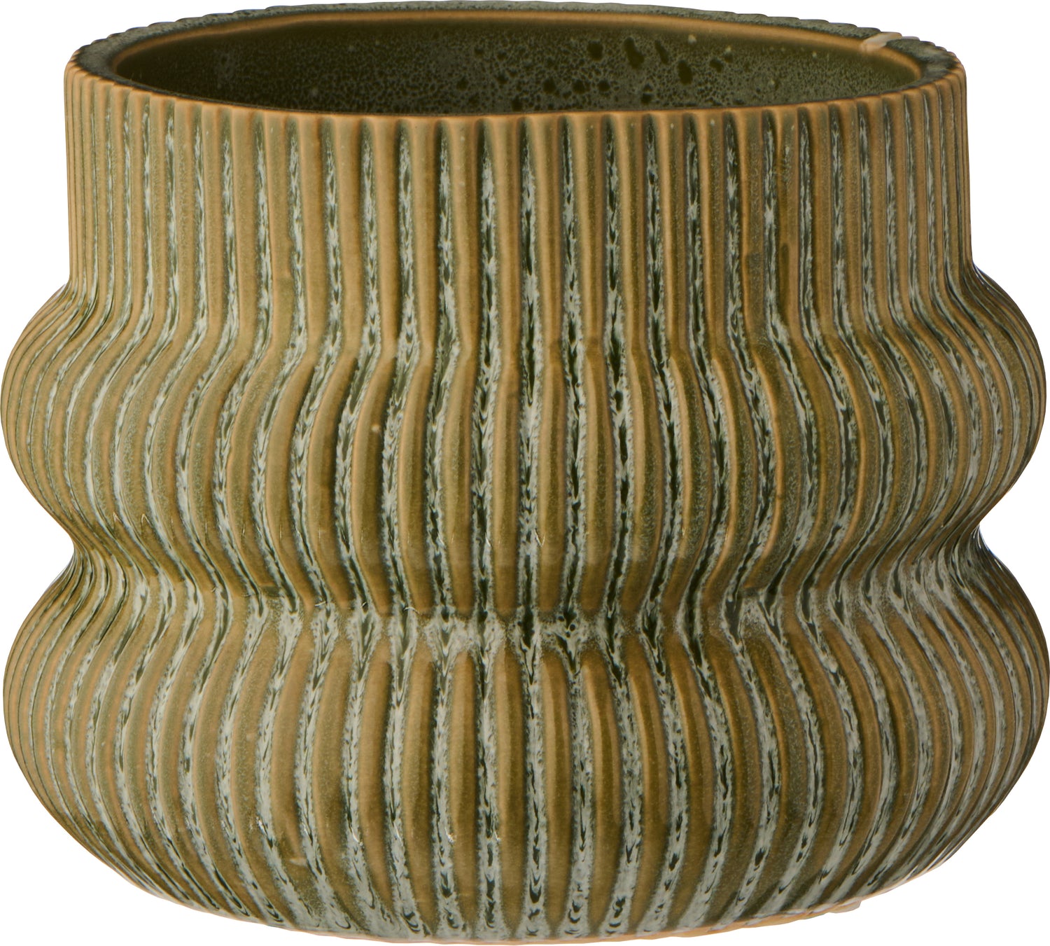 Distressed Green Grooved Planter