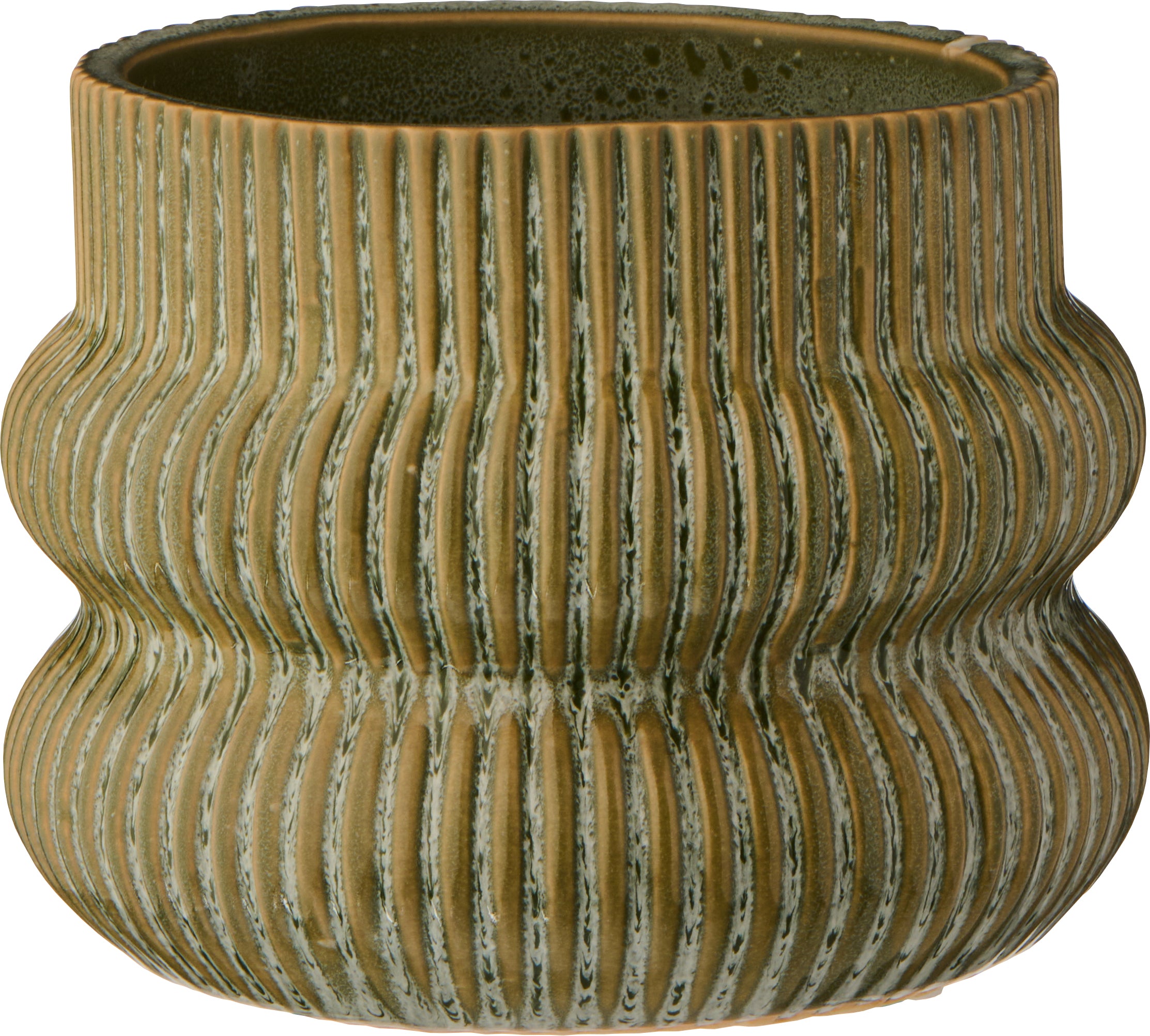 Distressed Green Grooved Planter