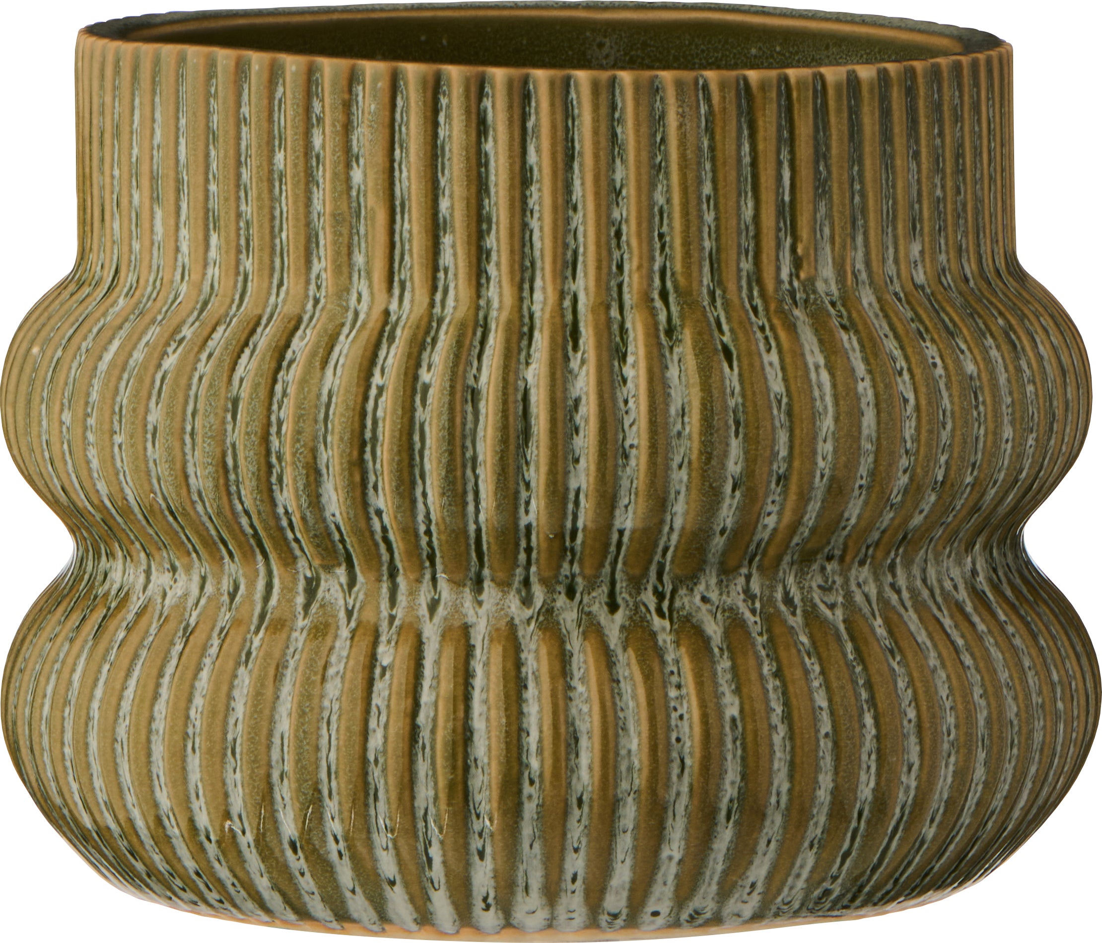 Distressed Green Grooved Planter