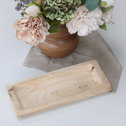 Natural Rustic Wood Rectangular Tray