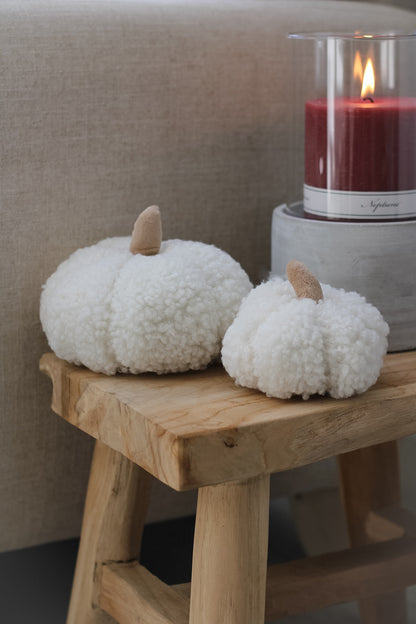 white sherpa pumpkins