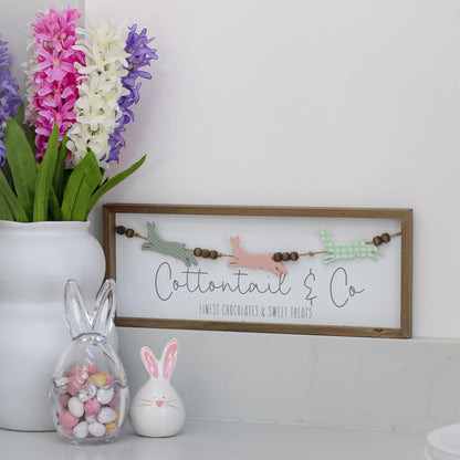 Cottontail &amp; Co Bunny Framed Rustic Plaque