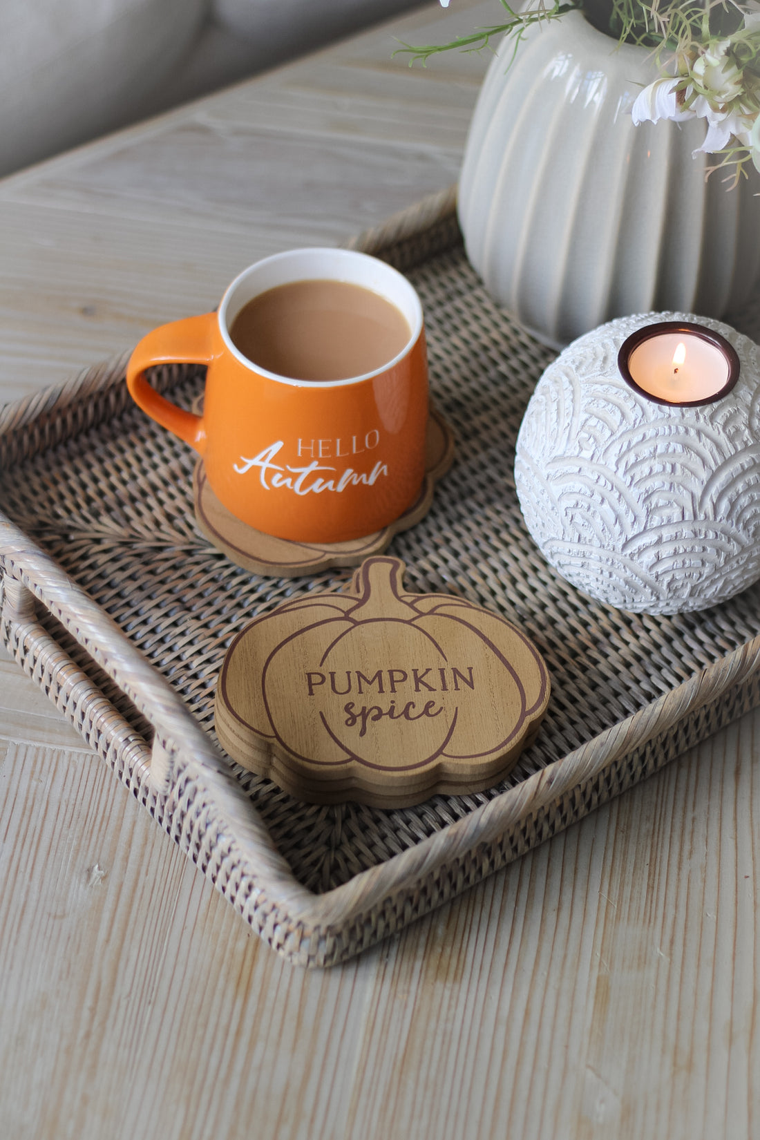 Wooden Pumpkin Coasters | Set of 4