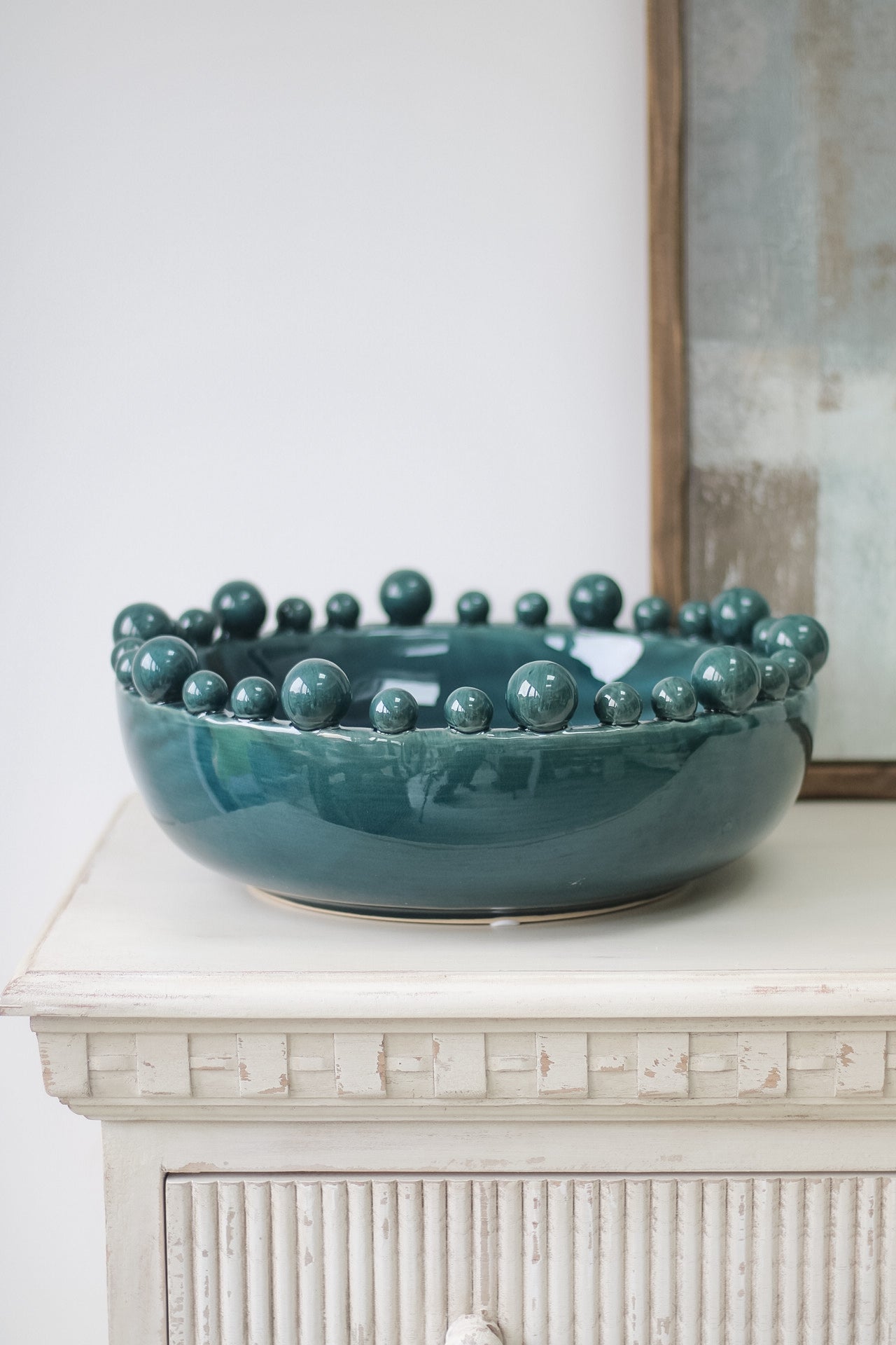 Teal Bobble Edged Bowl 007