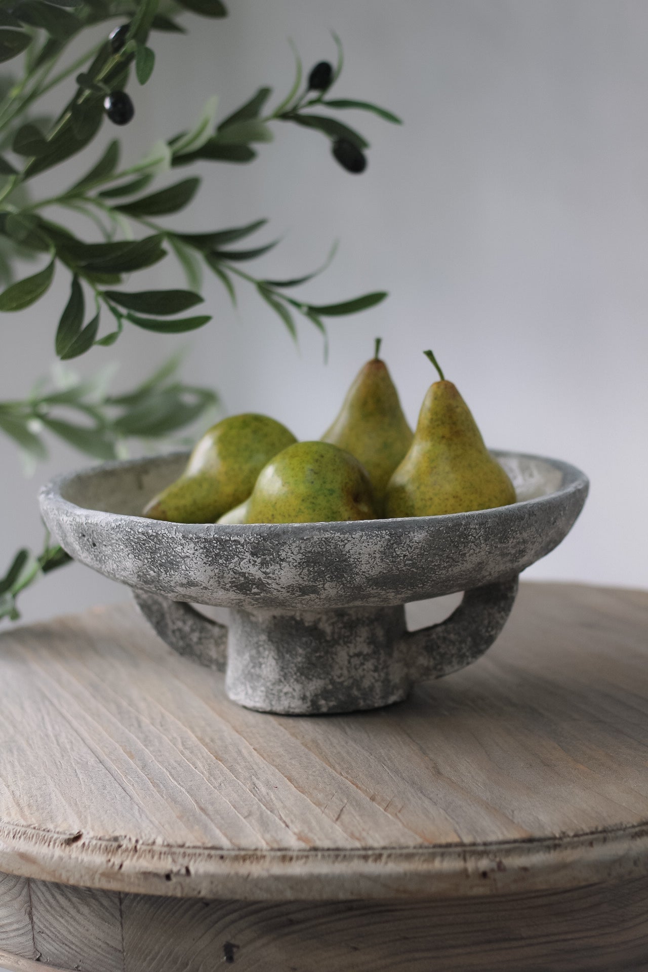 Distressed Footed Cement Bowl