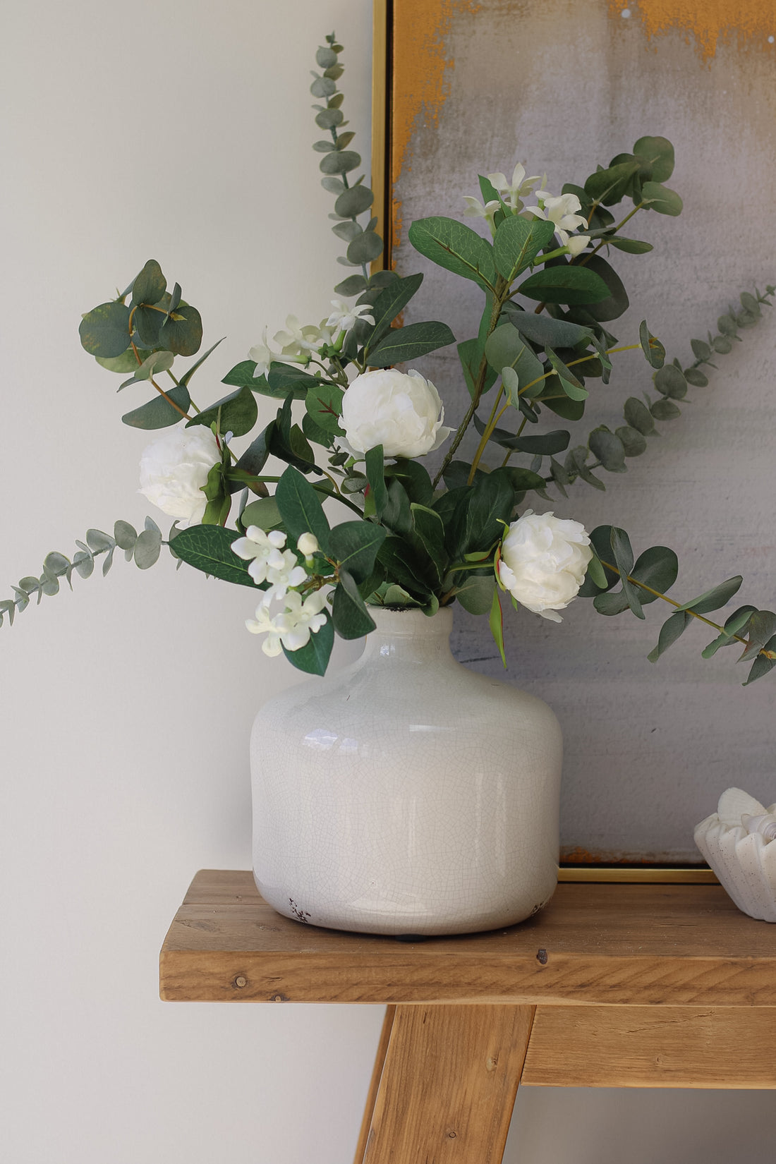 The Faux Eucalyptus and White Peony Arrangement