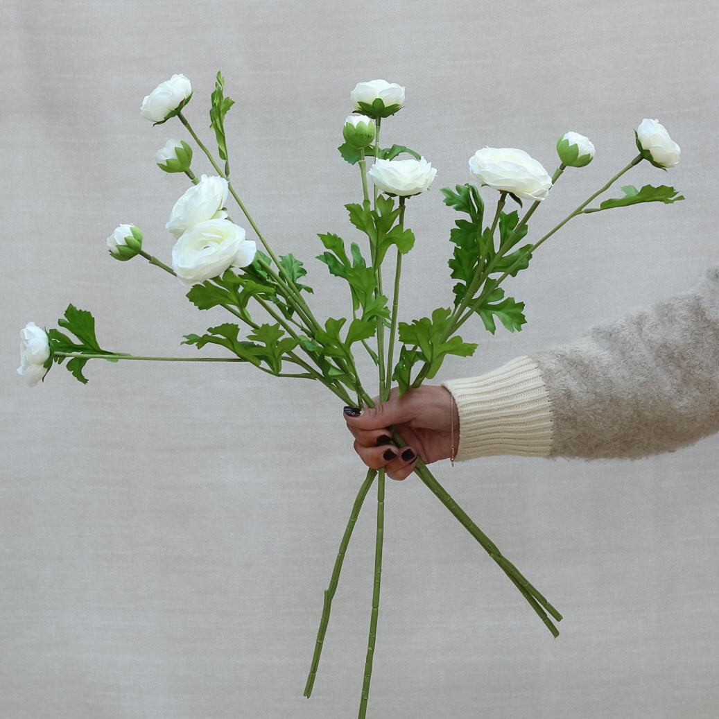 Faux Cream Ranunculus Spray