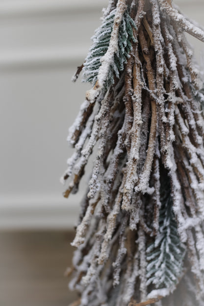 up close of twig christmas tree