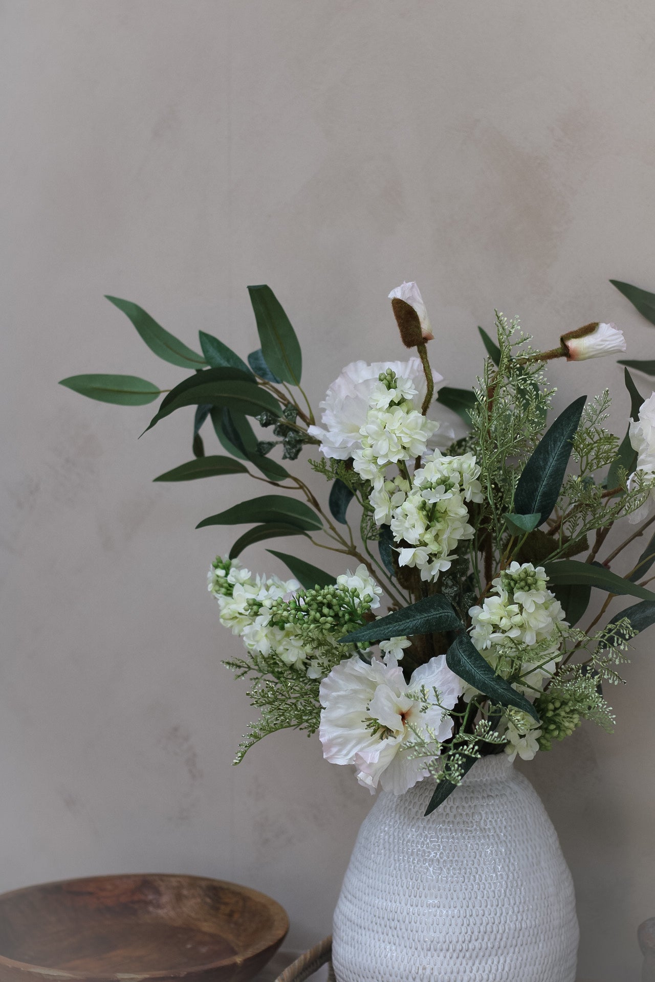 Luxury Faux White Poppy &amp; Lilac Arrangement