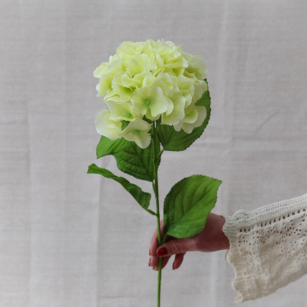 Faux Pastel Green Hydrangea Stem