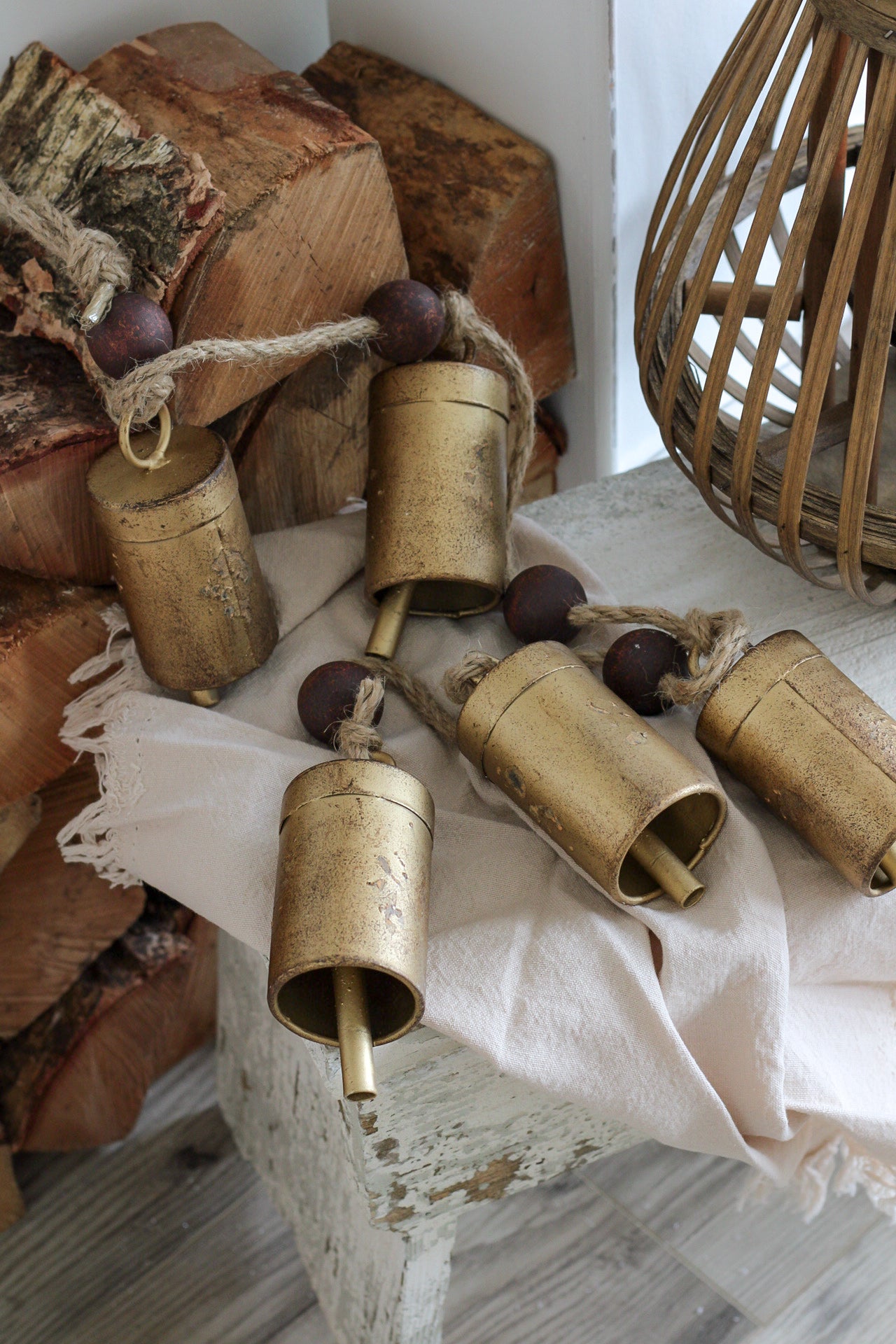 Matt Gold Rustic Cow Bell Garland