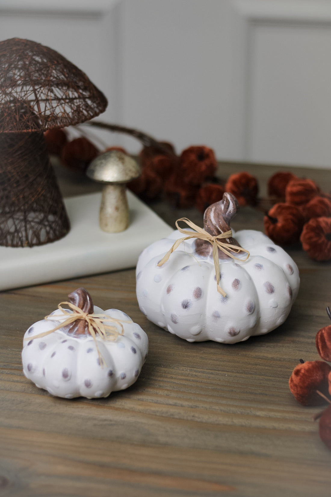 Fairytale Rustic Dotty Pumpkins | Set of 2