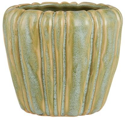 Farmhouse Green Grooved Planter