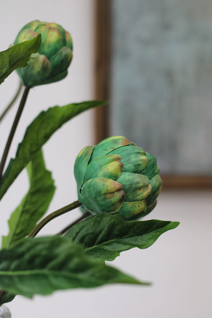 Up close of faux artichoke stem