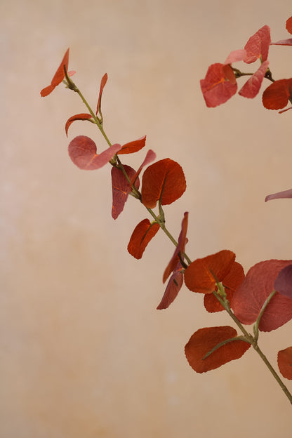 Faux Autumn Blush Eucalyptus Stem