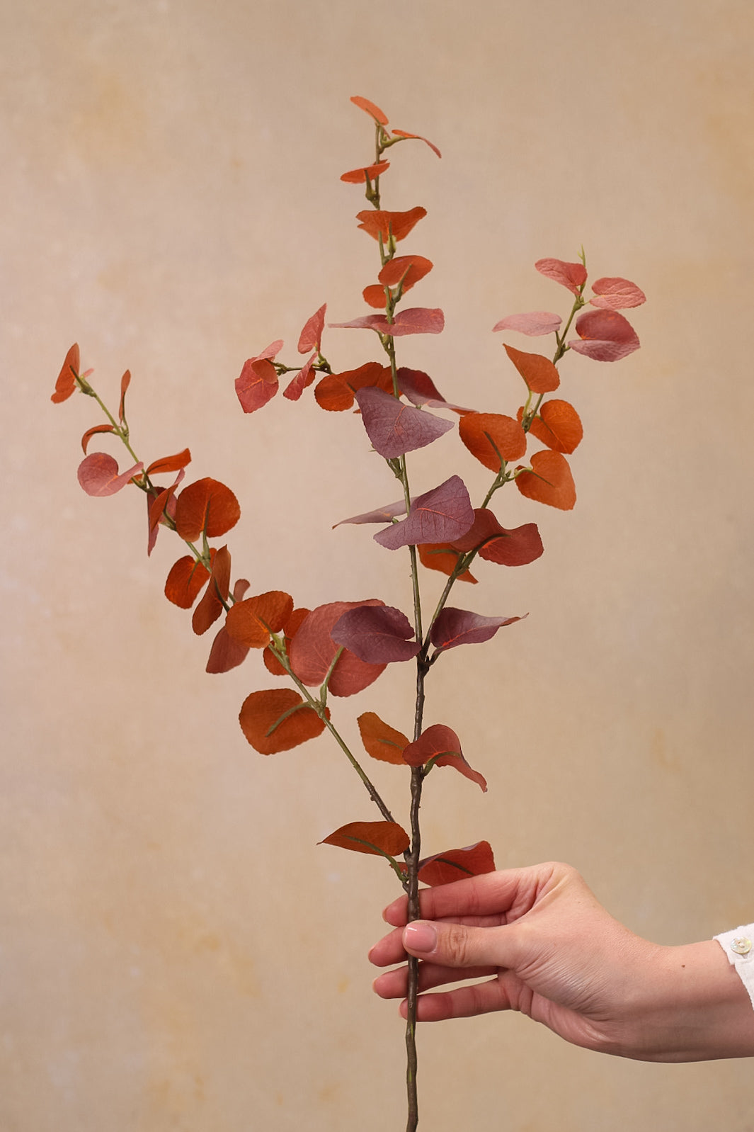 Faux Autumn Blush Eucalyptus Stem