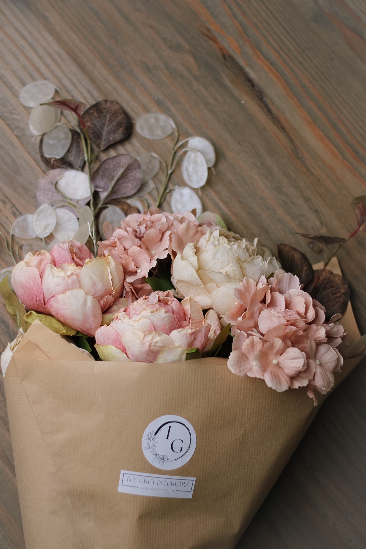 Faux Blush Hydrangea and Peony Arrangement