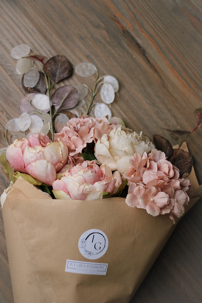 Faux Blush Hydrangea and Peony Arrangement